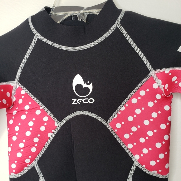 ZCCO Full Wetsuit Kids Size Medium Girls 3MM Neoprene Black Pink White NEW - Picture 10 of 13